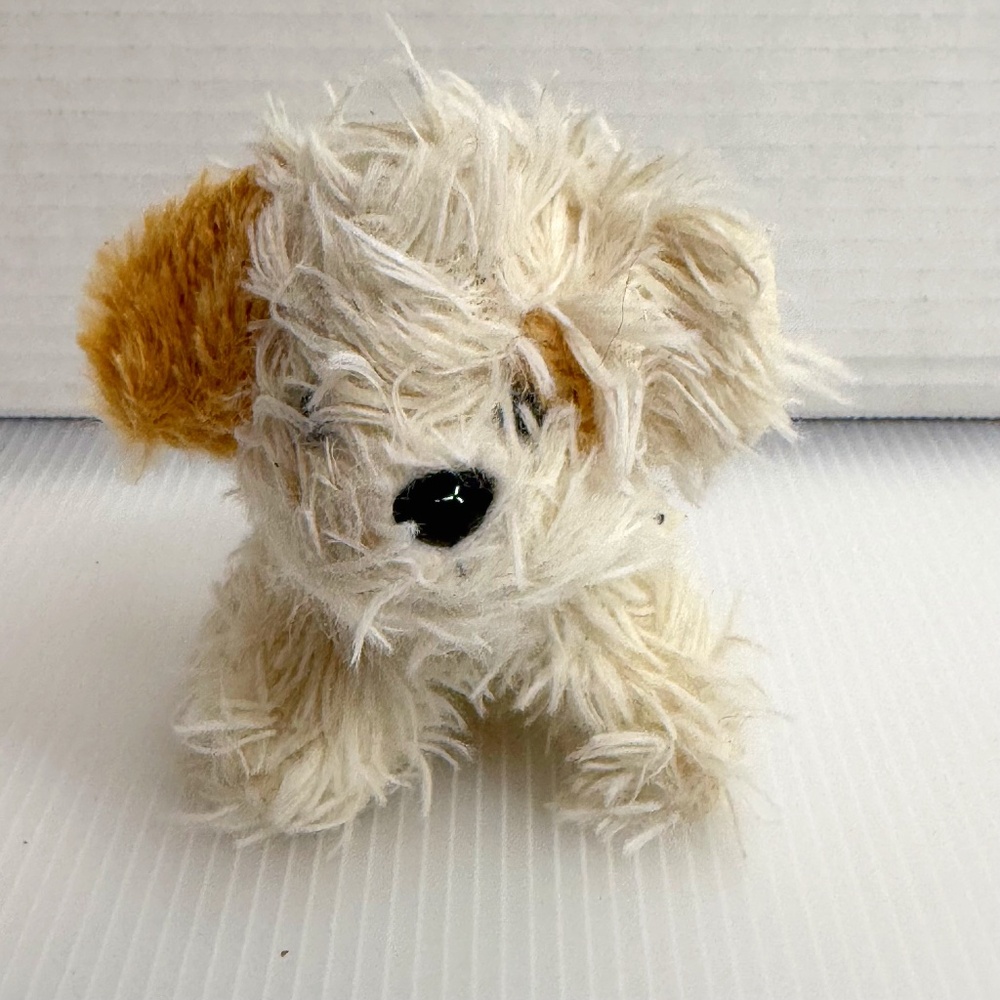 Scruffies 4" Mini Tan White Shaggy Dog Plush Puppy Stuffed Toy Animal Shitzu